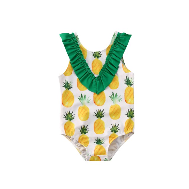 1-6T Aaaaamber Toddler Baby Kids Girls One Piece Swimwear Flower Fly Sleeve Swimsuit Bathing Suit